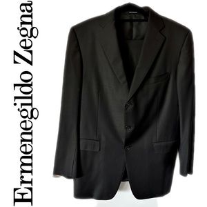 ERMENEGILDO ZEGNA Black Single Breasted, 3-Button Suit